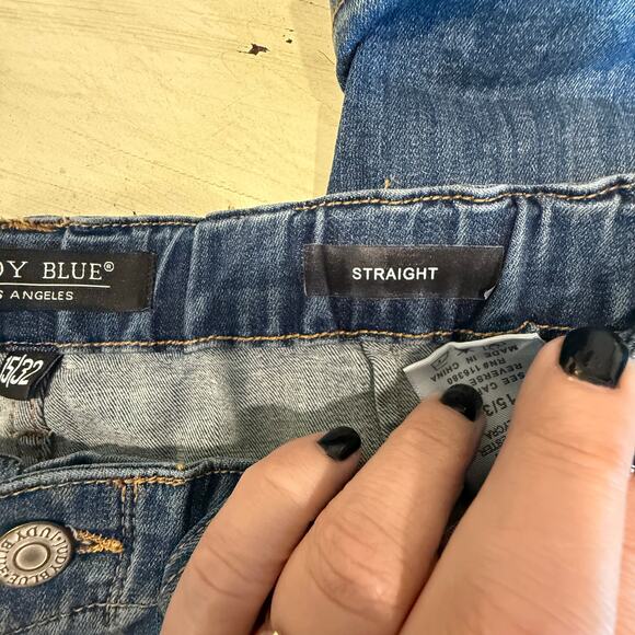 Judy Blue Hi Rise Elastic Waist VTG Straight Leg Jean 88749  Stretch Size 15/32 - Picture 6 of 10